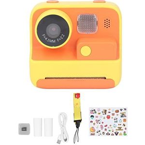 Instantcamera voor Kinderen, 48MP Print Camera Foto's Voorkant Achter Dual Lens Selfie Fill Light met USB-kabel voor Gebruik (Geel12)