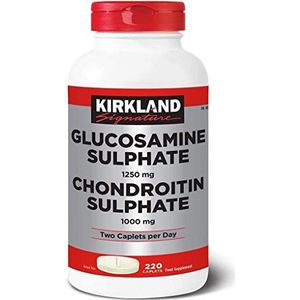 KIRKLAND SIGNATURE Glucosaminesulfaat 1500mg & Chondroïtinesulfaat 1200 mg Voedingssupplement, Twee Caplets per Dag, Andere, 220 Count