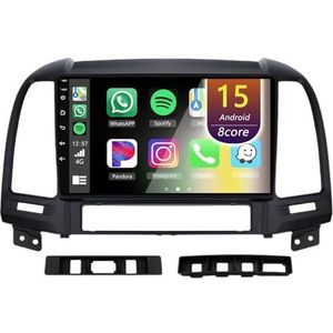 Android Radio voor Hyundai Santa Fe 2 2006-2012, 9 inch Touchscreen Autoradio met Wireless CarPlay Android Auto Bluetooth WIFI(4Core(1+32GB))