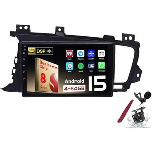 Android 15 Autoradio Sat Navi voor K-IA Optima K5(2011-2015) 9 Inch Touchscreen Multimedia Speler met Draadloze Carplay GPS Navigatie FM RDS Bluetooth 5G-WiFi SWC DSP,M150s