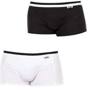 Unno DIM Basic Heren Algodón Elástico Hipster, Wit (Blanco/Negro 0c9), Medium (Manufacturer Maat: 6) (Pack van 2)