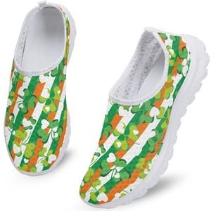 Binienty Volwassenen Slip On Sneakers Clipper Schoenen voor Vrouwen Mannen Casual Comfortabele Wandelen Running Schoeisel, St Patrick S Dag Strepen Blad 2, 36 EU