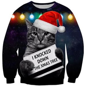 Foute kersttrui met kerstkat en kerstmuts - Foute Kersttrui - Superfout - Foute trui - Feestkleding - Kerstkleding - Foute kleding - Kerst trui - Kersttrui dames - Kersttrui heren (XL)