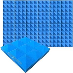 Acepunch Nieuwe 24-delige blauwe piramideserie Pro voor studio- en thuisopname, wanddecoratie, geluidsisolatie, 30 x 30 x 7 cm, AP1194