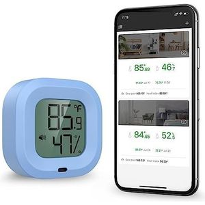 Draadloze Thermometer Hygrometer Mini Bluetooth 5.0 Vochtigheid Temperatuursensor Alert Ingebouwd(Blue)