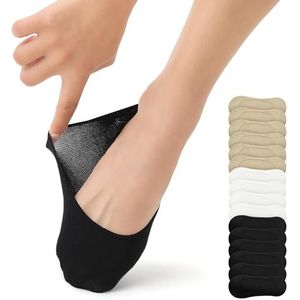 Momoshe 8 paar damessokken, sokken voor dames, antislip sokken voor dames, onzichtbare sokken, korte sokken, katoen, wit, zwart vlees, 3 x zwart + 3 x vlees + 2 x wit, 35-38