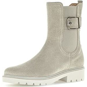 Gabor - Chelsea Boots - Beige - Suède / Glad Leer - Blokhak 4,5 cm