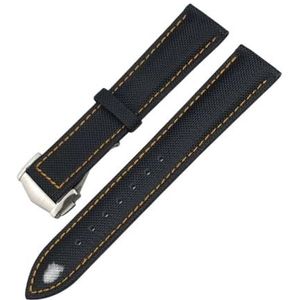 19mm 20mm 21mm 22mm nylon horlogeband geschikt for Omega Planet Ocean Seamaster 300 Speedmaster stof leer geschikt for SEIKO canvas horlogeband (Color : Black orange Pointed, Size : 19MM_BLACK BUCKL