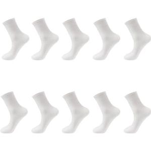 YIJIANUO 10 Paren/partij Mannen Gekamd Katoenen Sokken Zwart Casual Business Ademend Man Sok Nieuwe Voor Mannelijke Plus Size EU38-48, 10 paar wit, EU44-48(Plus size)