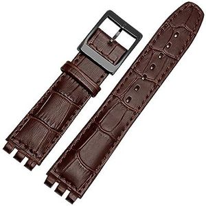 Echt Lederen Armband Compatibel Met Stalen Horlogeband 17mm 19mm Polsband Blauw Rood Zwart Horlogebanden Vrouwen Man Horloge Riem Accessoires (Color : Brown black buckle, Size : 17mm)