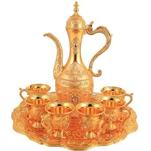 Milageto Metalen wijnglazen kanset Koffiepotset Antiek huisdecor Drinkbekers Set Vintage theepotset voor hotelbruiloft Wonen, goud