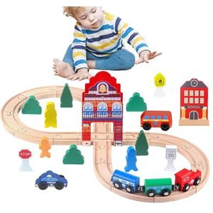 Houten treinset,Spoorwegspeelgoedtreinset | Spoorwegspeelgoed voor kinderen, uitbreidbaar treinspeelgoed, spoorwegsets, houten speelgoedtrein Artsim