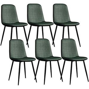GEIRONV Moderne eetkamerstoelen set van 6, metalen poten PU lederen rugleuningen stoelen lounge barkruk woonkamer hoekstoelen Eetstoelen (Color : Green, Size : 43x55x82cm)