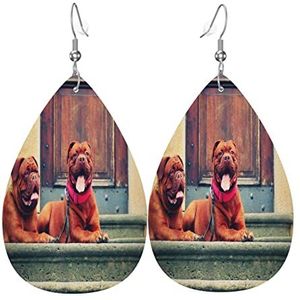 Vrouwen Oorbellen Mode Dangle Oorbellen Delicate Oordruppel Sieraden Gift Faux Lederen Bordeaux De Dogue Straat Mastiffs Franse, Eén maat, Leer, Geen edelsteen