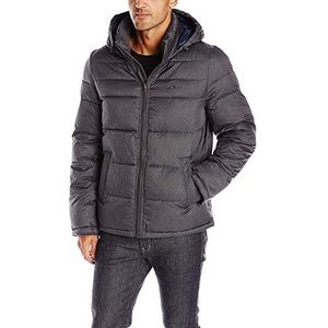 Tommy Hilfiger heren Down Alternatieve bovenkleding jas Klassieke Puffer Jas met capuchon, Hei houtskool, B077TWL2SB