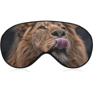 Leeuw steekt tong uit, slaapmasker, licht blokkerend oogmasker, comfortabel en zacht, oogbedekking met elastiek, geschikt voor mannen en vrouwen, geschikt voor reizen en slapen