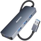 BENFEI USB 3.0 Hub, 4 poorten USB A Splitter Ultra-Slim Expander voor Muis, Toetsenbord, Flash Drive, U Disk, Printer Compatibel met Laptop, Desktop PC, Xbox, PS5 en meer
