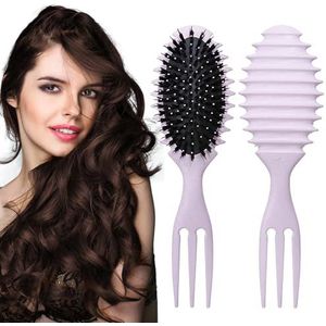 Curly haarborstel, krulborstel, natuurlijke krullen, geschikt voor het stylen en ontwarren van haar, paars