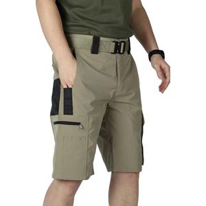 Heren Cargo Shorts Relaxte Pasvorm Meerdere Zakken Zomer Casual Effen Sport Gym Strand Shorts Outdoor Mode(Khaki,3XL)