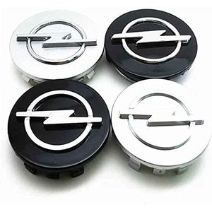 Set van 4 wielnaafdoppen, naafdop, velgdop, velgdop, wielnaafdop, wieldop, 56 mm voor Opel Adam Astra Corsa Crossland Insignia Karl, zwart,Schwarz