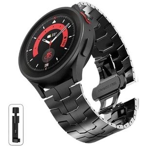 Titanium kleur band geschikt for Samsung Galaxy Watch6 Classic 43 mm 47 mm 5/4 40 44 mm geschikt for Huawei horloge 4Pro GT3 46 mm roestvrijstalen band(Color:Black,Size:For Huawei Watch4Pro)