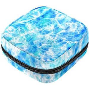 Blue Tie Dye Maandverband Opbergtas Menstruatie Pad Tas Draagbare Menstruatie Cup Pouch met Rits voor Tiener Meisjes Vrouwen Dames