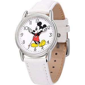 Disney Mannen analoge Japanse Quartz horloge met lederen band WDS001237, Kleur: wit