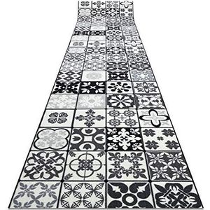 Loper anti-slip AZULEJO PATCHWORK, LISBON TEGELS grijs/zwart 120x300 cm
