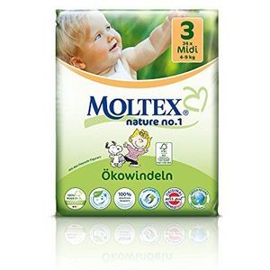 MOLTEX Nature No1 Peanuts eco-luiers babyluiers MIDI maat 3 (4-9 kg) 4x 34 stuks