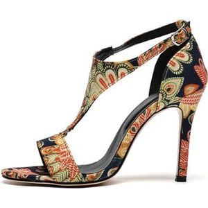 YhdtHSF 10 cm open teenslippers met smalle hak, oranje, 34 EU