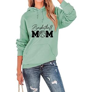 Basketball Mom Hoodie Shirts Women Long Sleeve Sport Lover Sweatshirt Funny Mom Hooded Mother's Day Pullover Top