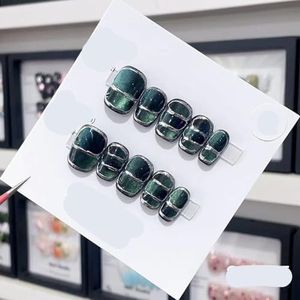 Verwijderbare en draagbare nail art Franse amandel Ombre handgemaakte pers op nagels Lange acryl valse nageltips InNail (Color : 29105, Size : L)