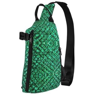 OdDdot Achtergrond St Patrick'S Day Glitter Print Crossbody Sling Bag Voor Vrouwen Mannen, Borst Tas Dagrugzak Rugzak Voor Reizen Sport, Groene Visschubben, Eén maat