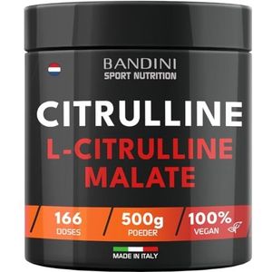 Bandini® L-citrulline malate 500 g, 3 g Citrullinemalaat per dagelijkse dosis, citrulline malaat formule in de verhouding 2:1, perfect voor intensieve training, smaakneutraal poeder