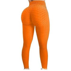 Yogabroek met hoge taille, heuplift en buikverstrakking Fitness hardloopyogabroek for dames, trainingslegging (Color : Orange, Size : L)