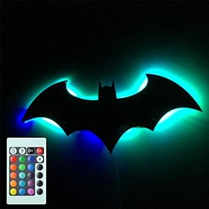 7 kleurenspiegels 3D Batman afstandsbediening LED USB nachtlampje wandlamp Home Decoratie kinderen cadeau