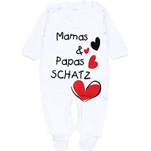 TupTam Unisex Baby Set Boxpak met Print en Babyjasje, Wit - Mama's Ppapa's schat, 62