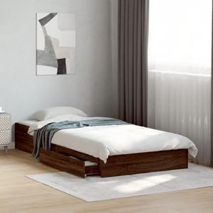 XGWKCNV Bedden & accessoires Bedframe met laden bruin eiken 90x190 cm enkelvoudig ontworpen houten bedden en bedframes