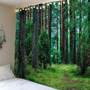 SEIBES Zonlicht onder het bos boom bedrukt groot wandtapijt goedkope hippie muur opknoping Boheemse wandtapijten mandala muurkunst 90 x 60 cm
