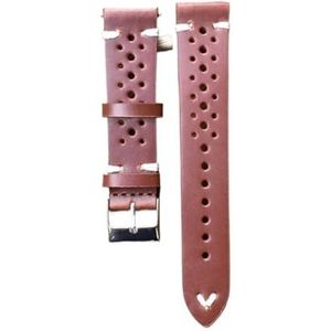 NASUNJIA Leren Band Horlogeband 19 Mm 20 Mm 22 Mm Horlogebanden Ademende Horlogeband Met Snelsluitingen #(Red brown wh line,20mm)