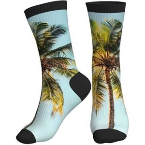 Jkkghll Palmboom Print Mannen Vrouwen Mid-Tube Sport Sokken Ademend Atletisch Voor Running Fitness Dagelijkse Slijtage, Zwart, One size