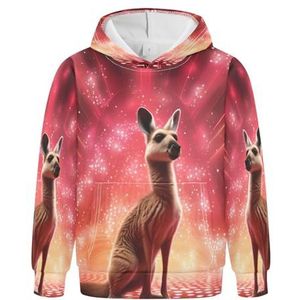 KAAVIYO Kangoeroe met rood licht, elegant, atletische sweatshirts, schattige 3D-print voor meisjes en jongens, Patroon, XXS