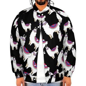 Grappige lama alpaca grappige heren honkbaljas bedrukte jas zachte sweatshirt voor lente herfst