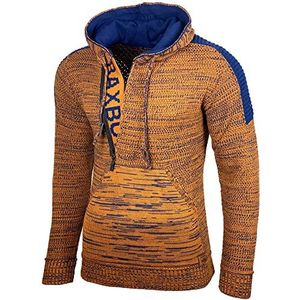 Baxboy Gebreide trui met capuchon, moderne herentrui, grof gebreid, winter-vrijetijdsjas, B-290, camel, L