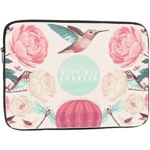 Mooie Lente Kolibrie Libelle Bloem Print Laptop Sleeve Case Draagtas Computer Cover Tas Slanke Laptop Tas Voor Mannen Vrouwen Aktetas 10 inch