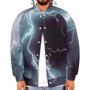 Elektrifying Thunder Bolt Print Grappige Mannen Baseball Jacket Gedrukt Jas Zachte Sweatshirt Voor Lente Herfst