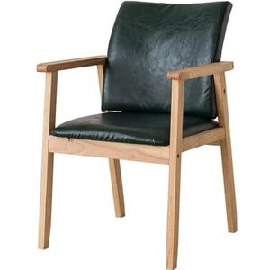 JLVAWIN Maaltijdstoelen eetkamerstoel, zithoogte 48 cm fauteuil, PU lederen kussen slaapkamer bureaustoel, eenvoudig massief houten stoelframe hotellounge stoel voor woonkamer, eetkamer (D)