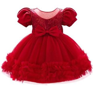 Lito Angels Prinsessenjurk voor baby's, meisjes, ceremonie, tule, met hoofdband voor bruiloft, verjaardag, feest, schieten, foto, maat 74-14, 9 maanden - 3 jaar, Bordeaux rood, 9 Maanden