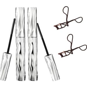 ​​Iron Wand Mascara​​ with ​​Telescopic Waterproof��​​ Formula & ​​3D Curling Eyelash Iron​​ Technology – Smudge-Proof, Flake-Free, Long-Lasting Wear for Natural Volume (2Pcs)