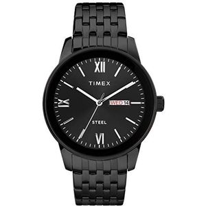 Timex Herenjurk analoog 41mm roestvrij stalen armband horloge, Zwart, armband